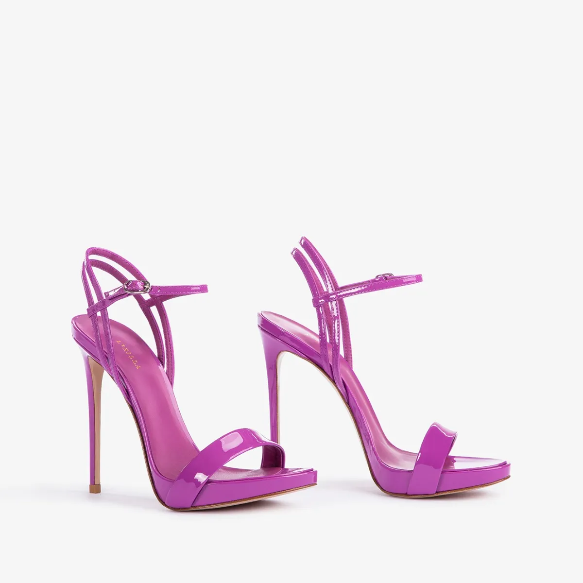 GWEN SANDAL 120 mm Darling lavender patent leather sandal