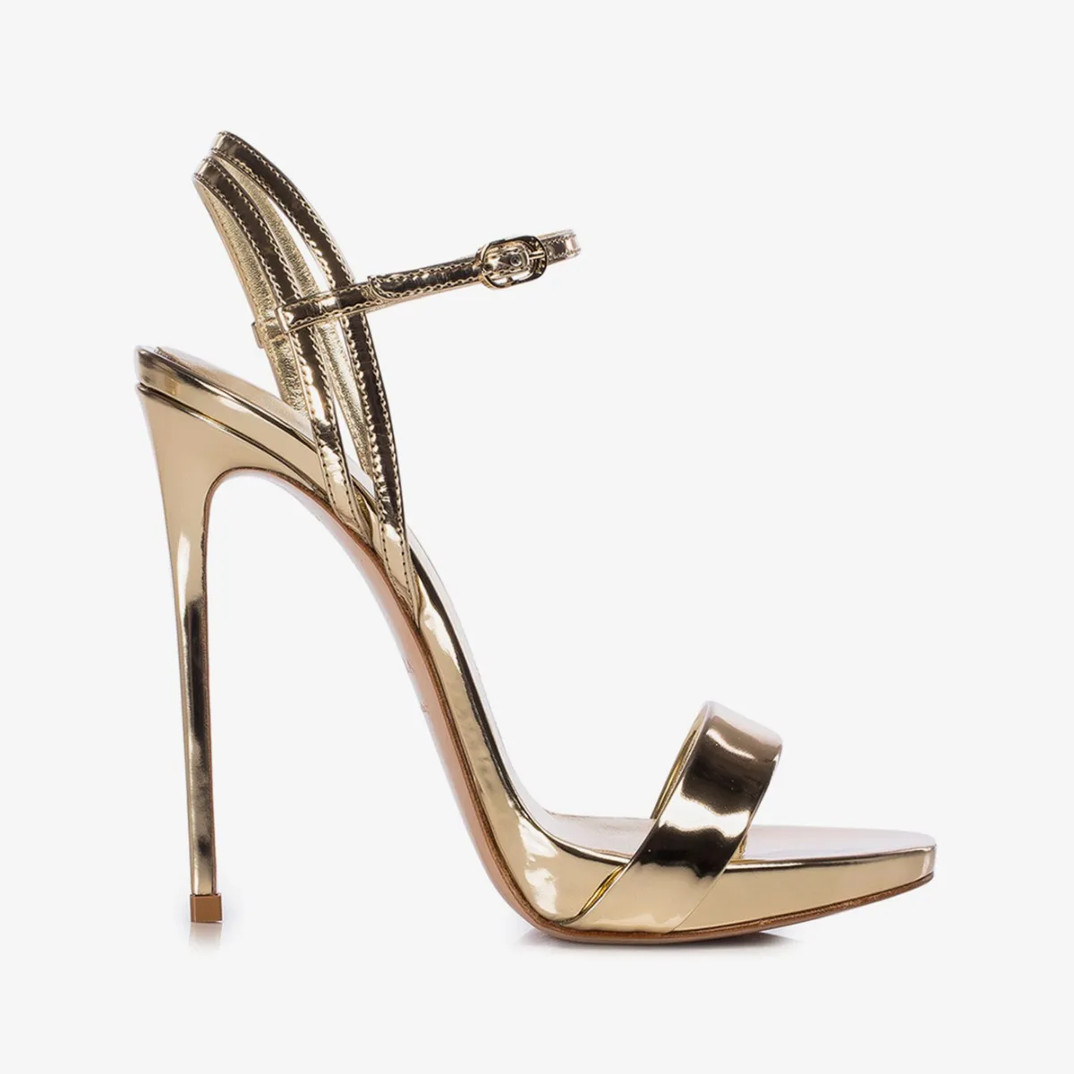 GWEN SANDAL 120 mm Gold mirror effect sandal