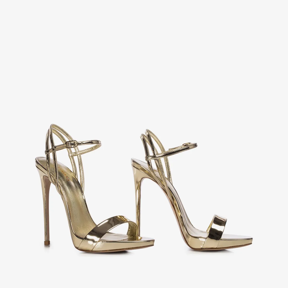 GWEN SANDAL 120 mm Gold mirror effect sandal