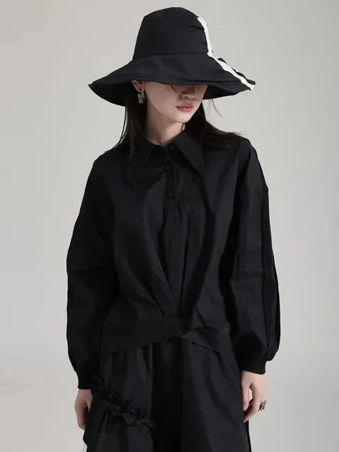 Hota Gathered Blouse - Black