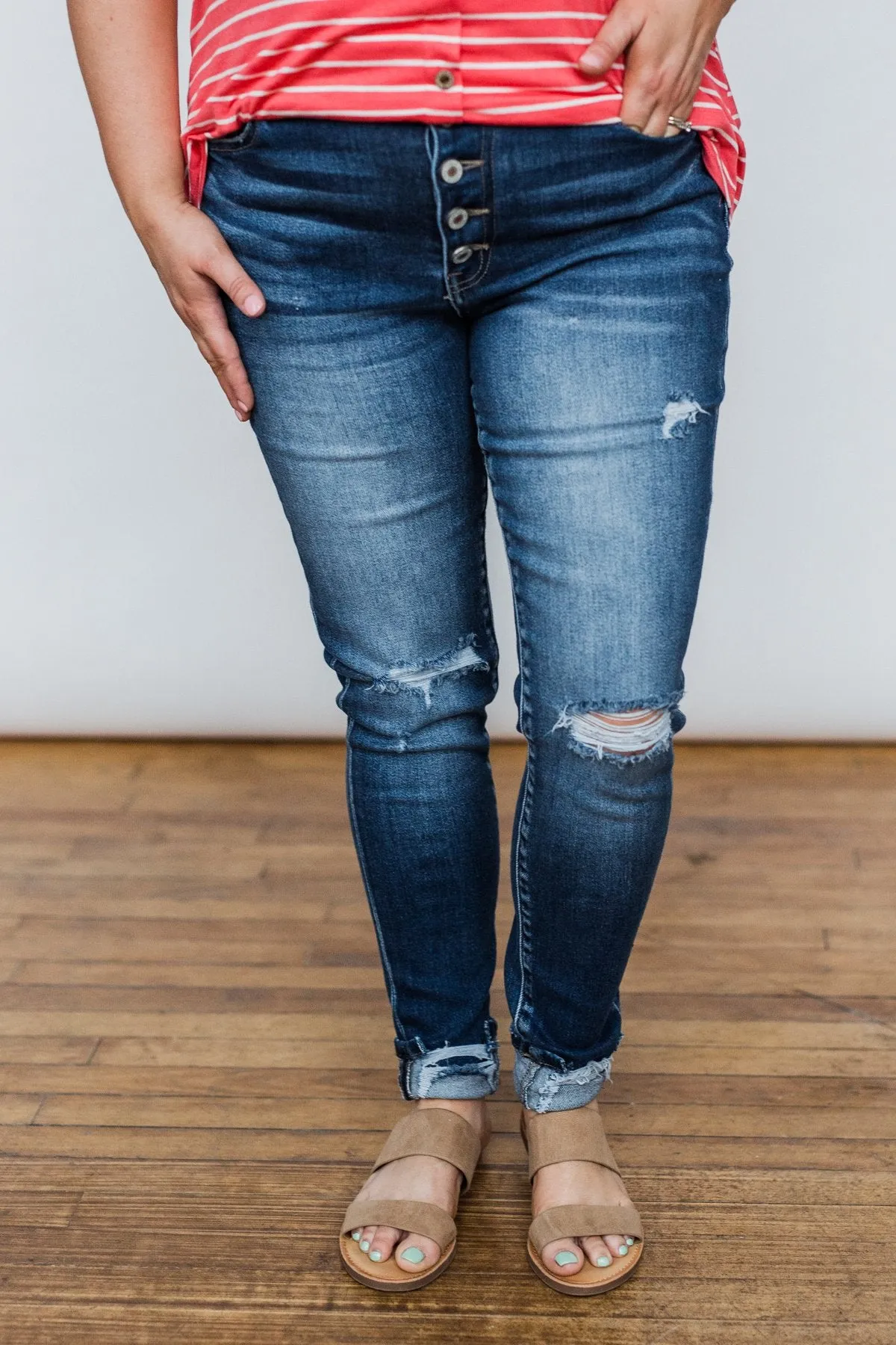 KanCan Button Fly Jeans- Melanie Wash