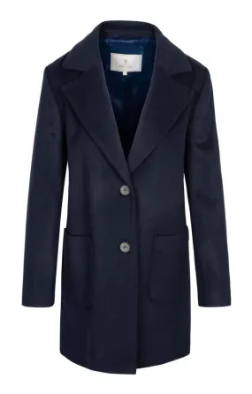 Ladies Peak Lapel Wool & Cashmere Coat