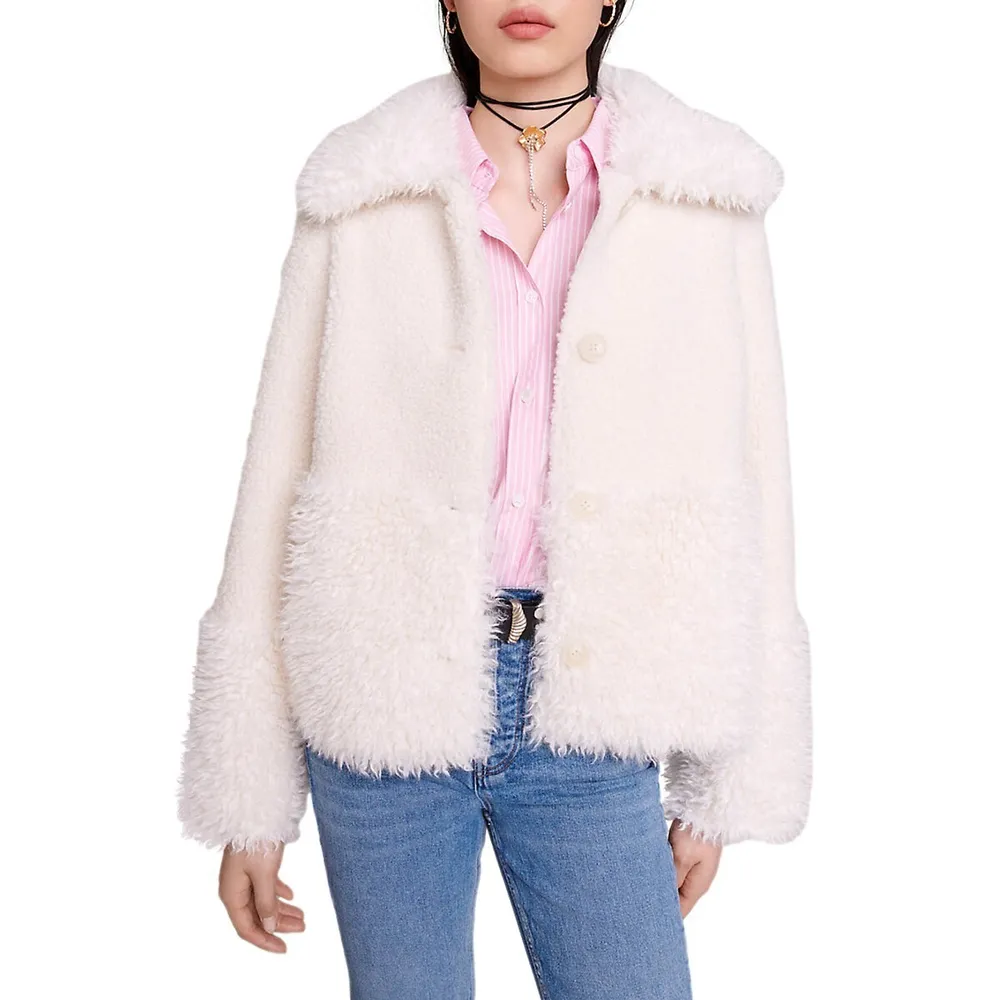 Maje Gipette Faux Shearling Short Coat