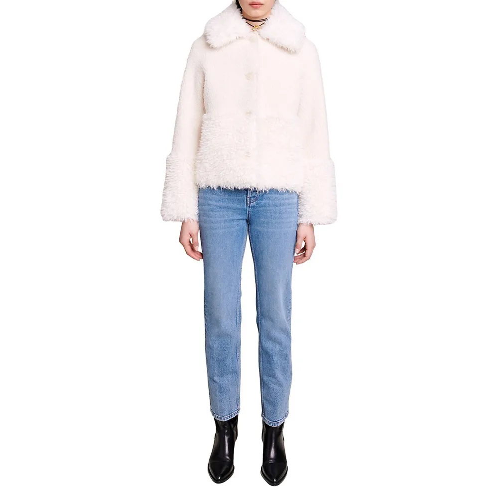 Maje Gipette Faux Shearling Short Coat