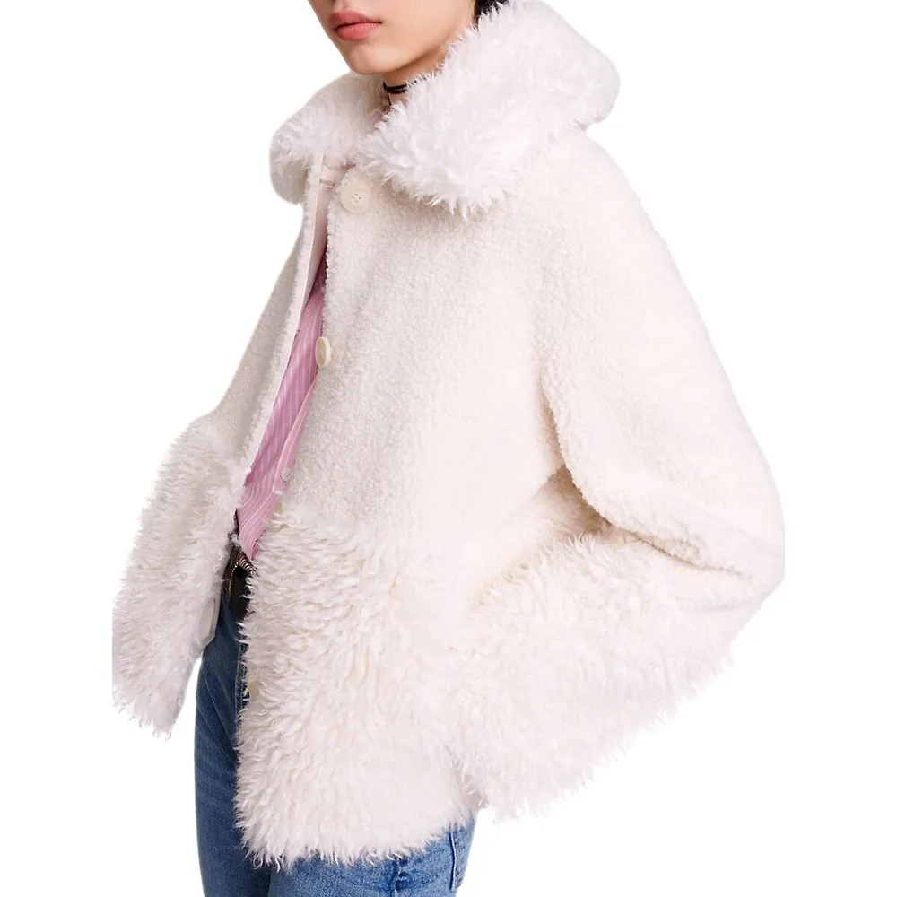 Maje Gipette Faux Shearling Short Coat