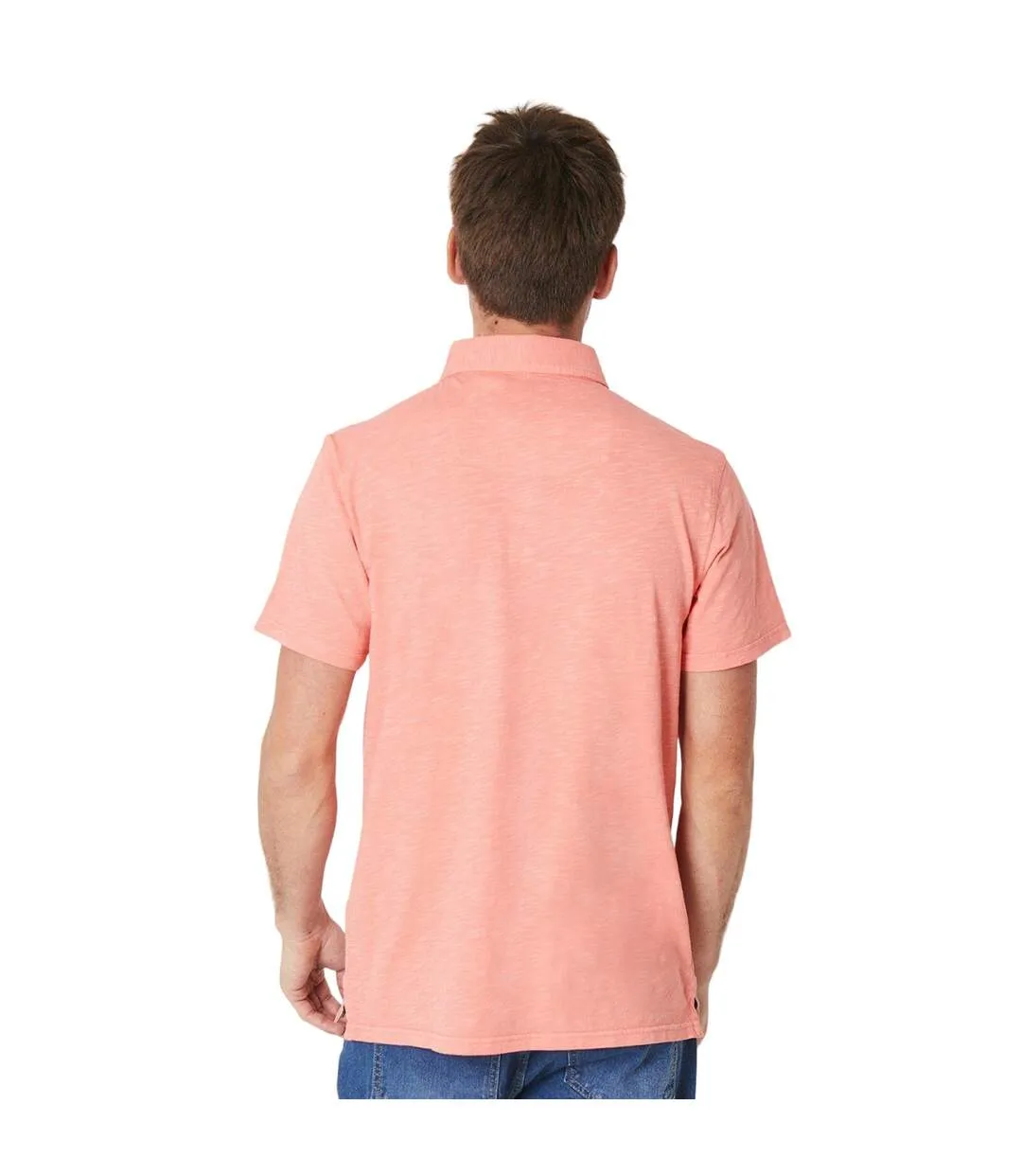 Mens slub polo shirt coral Maine