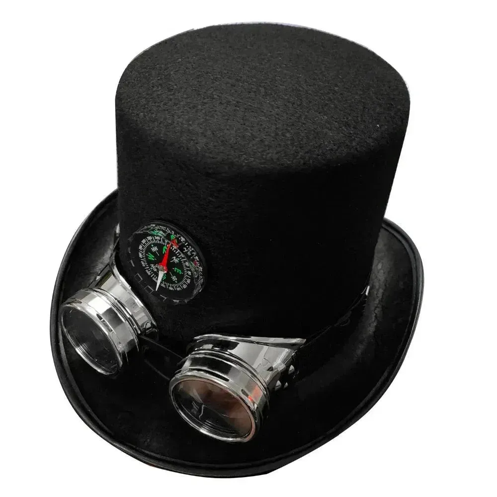 Men's Steampunk Style Compass Goggles Party Costume Top Hat