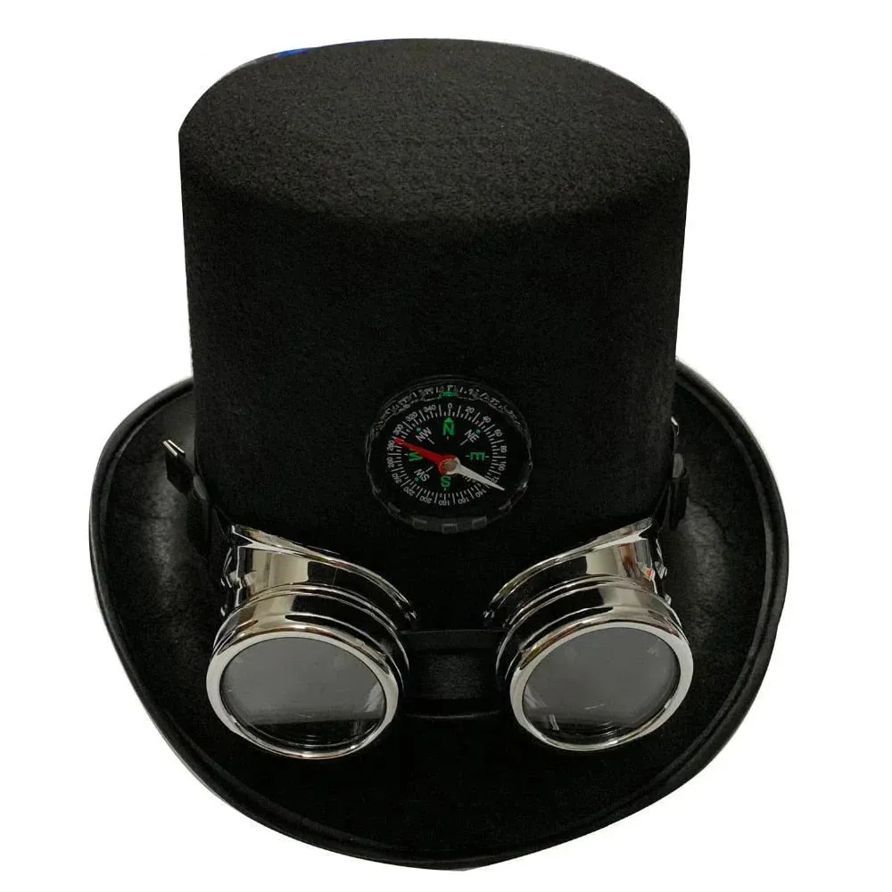 Men's Steampunk Style Compass Goggles Party Costume Top Hat