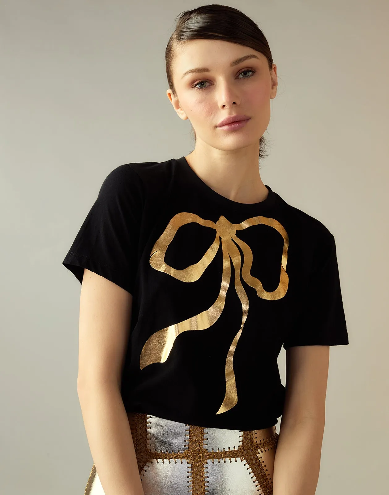 Metallic Bow Tee