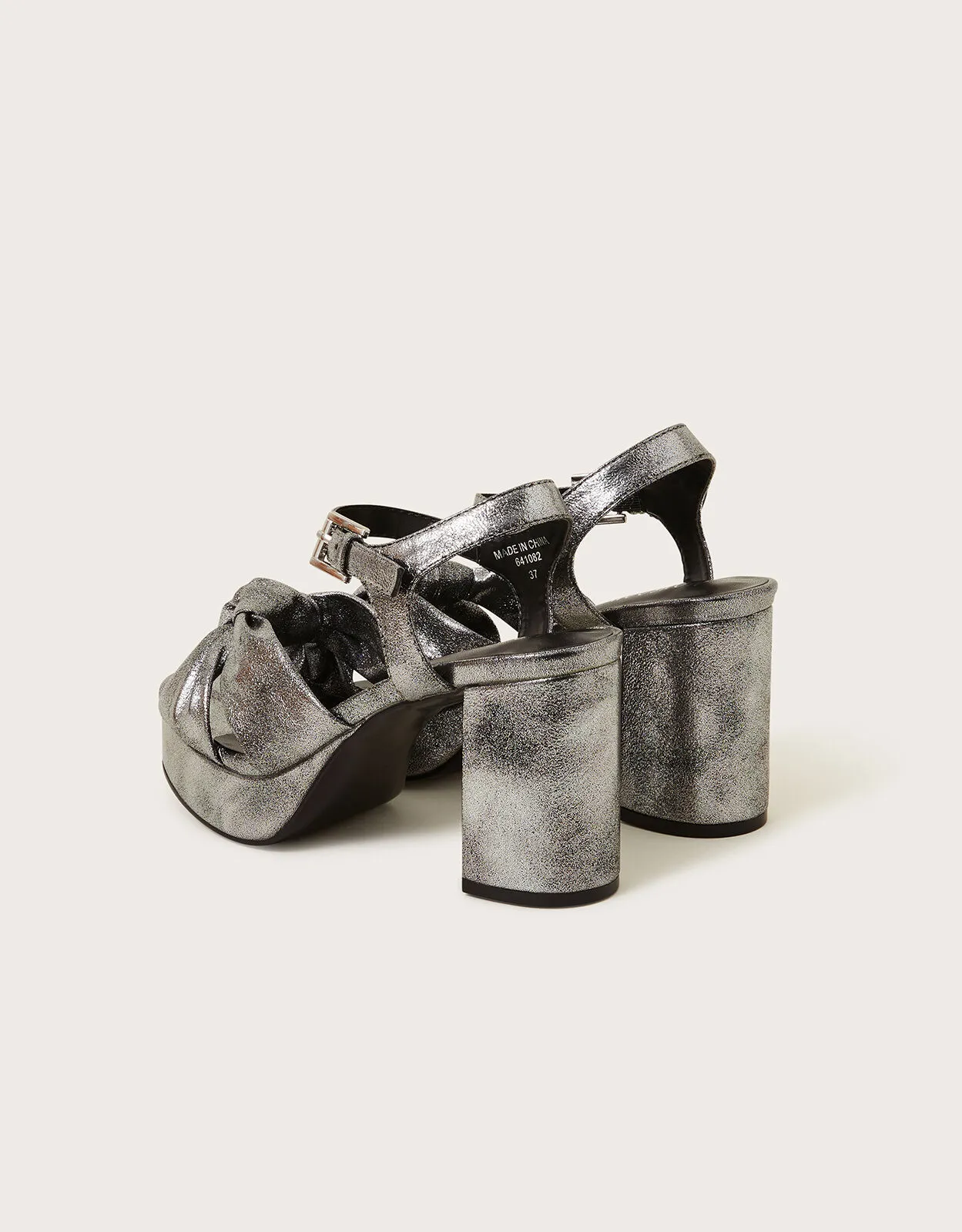 Metallic Twist Knot Platform Heels Pewter