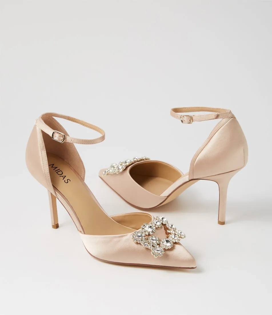 MIDAS Diarmond Nude Satin Heels