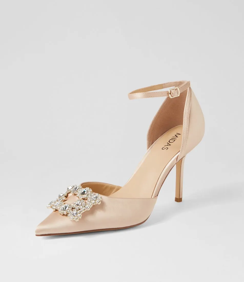 MIDAS Diarmond Nude Satin Heels