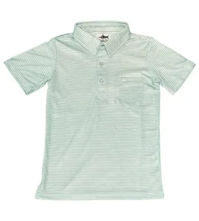 Mint Stripe Performance Polo Shirt