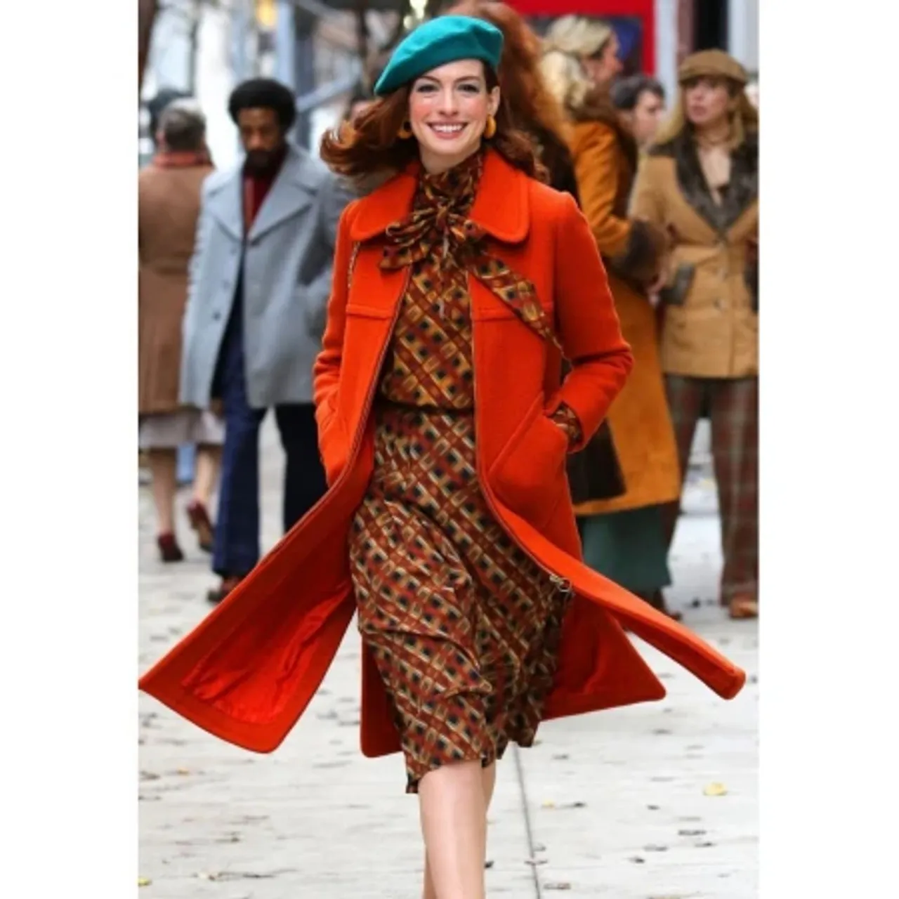 Modern Love Anne Hathaway Orange Coat