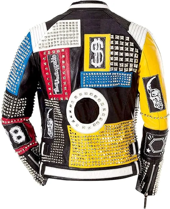 Multicolor Punk Jacket | Men Studded Jacket