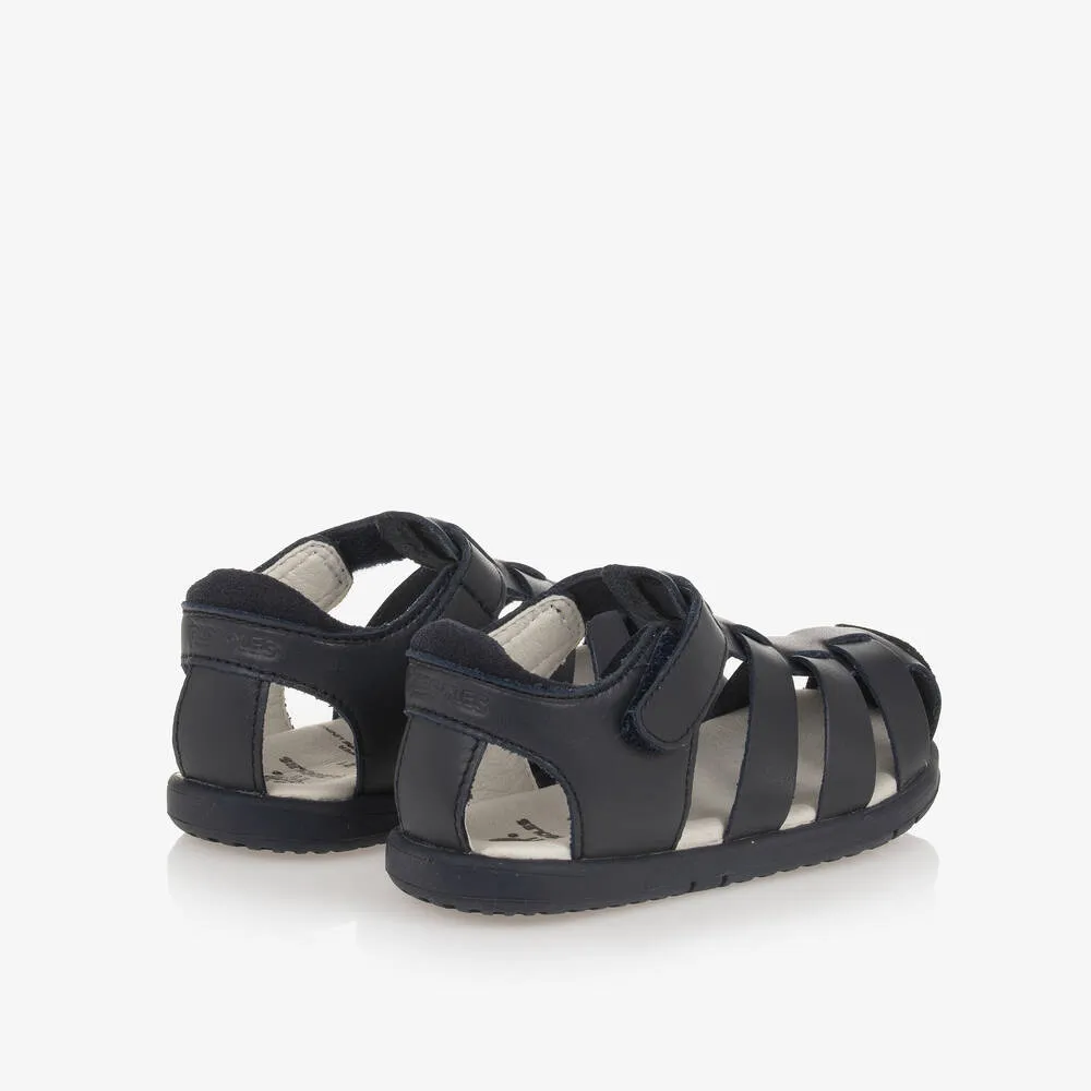 Navy Blue Leather First Walker Sandals