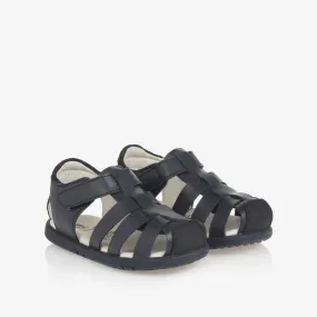 Navy Blue Leather First Walker Sandals