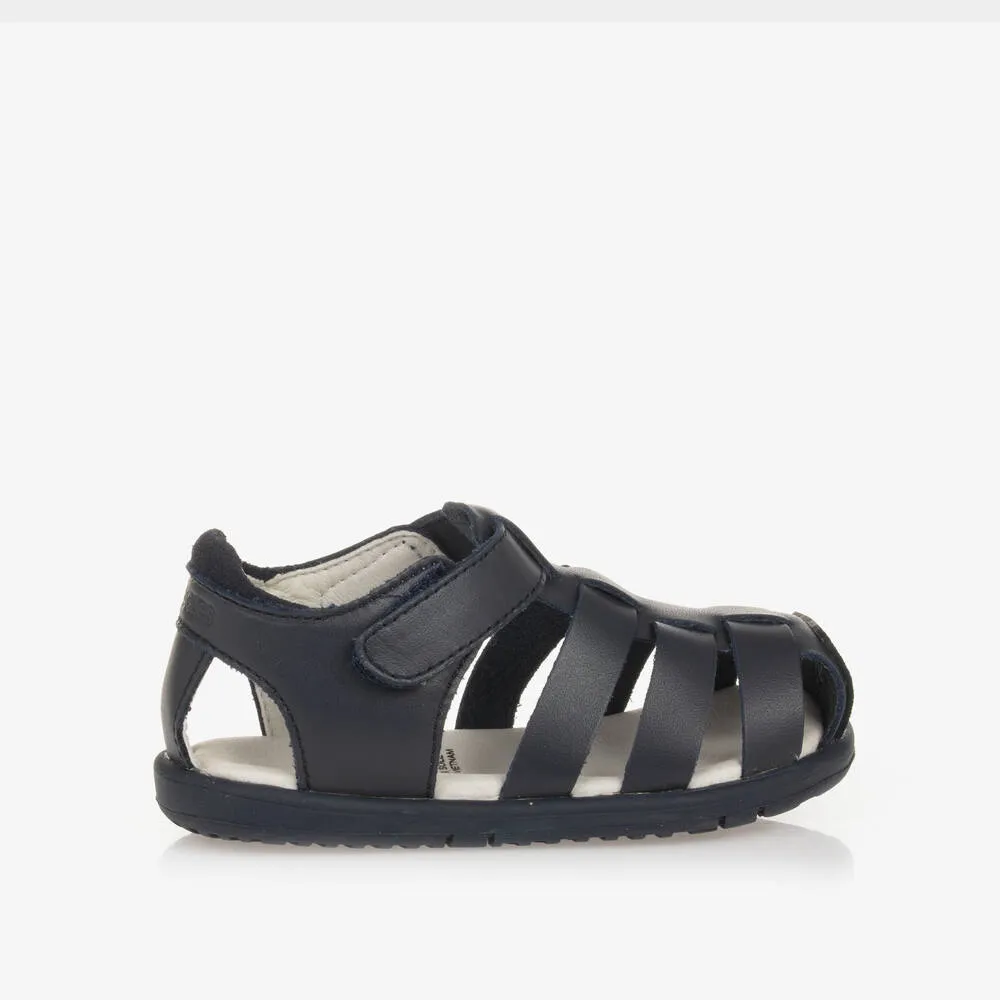 Navy Blue Leather First Walker Sandals