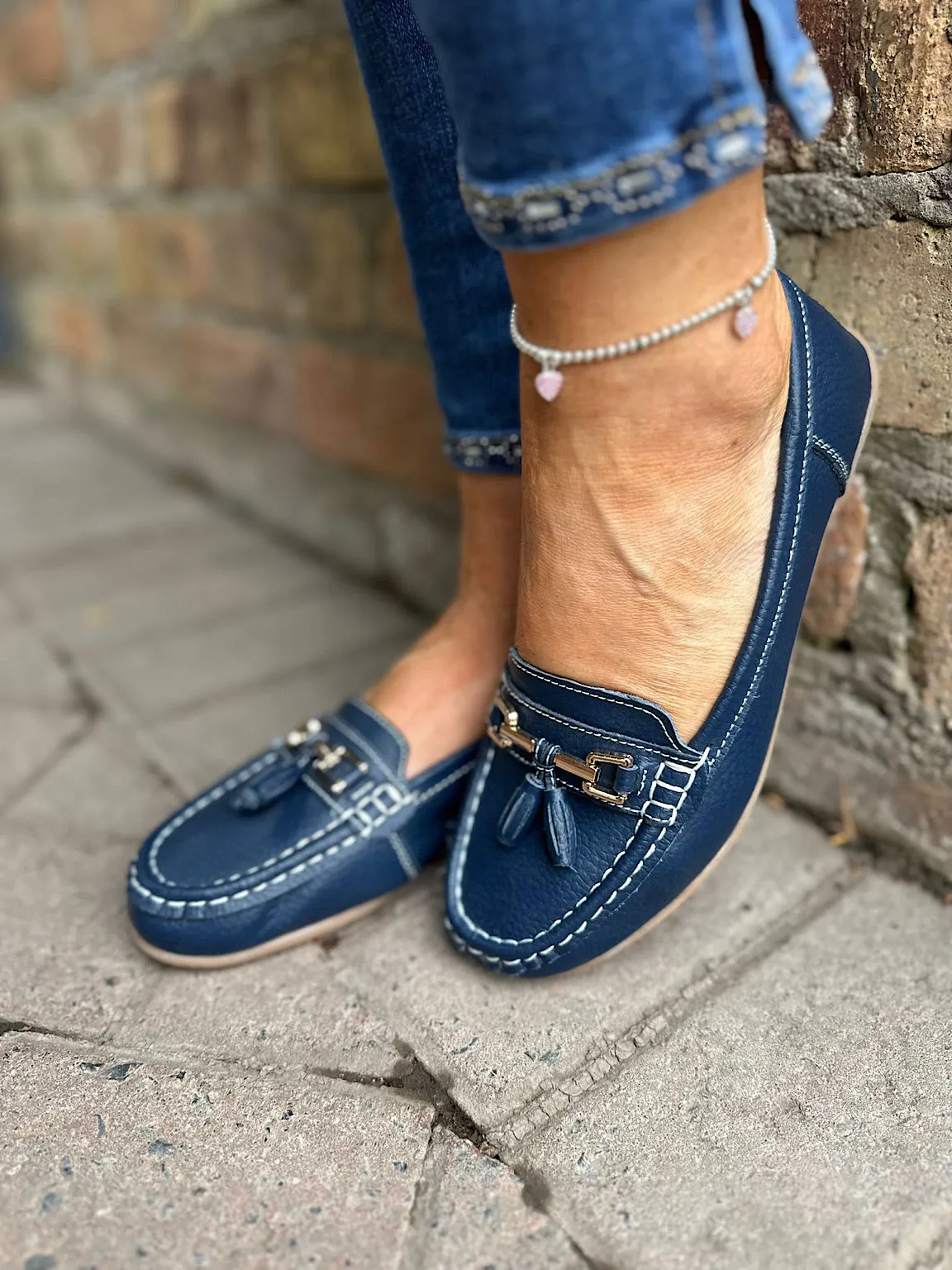 Navy Leather Tassel Loafer