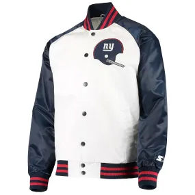 NY Giants Clean Up Throwback Satin White/Navy Jacket