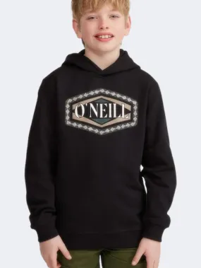 Oneill Front Print Boys Lifestyle Hoody Black Out/Brown