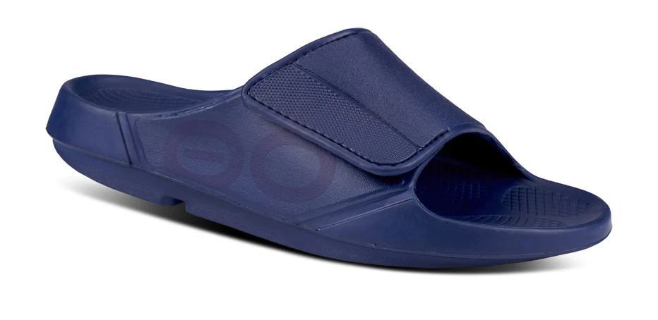 Oofos Unisex Ooahh Sport Flex Adjustable Slide Sandals-Navy