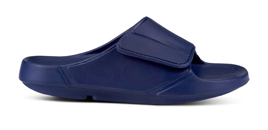 Oofos Unisex Ooahh Sport Flex Adjustable Slide Sandals-Navy