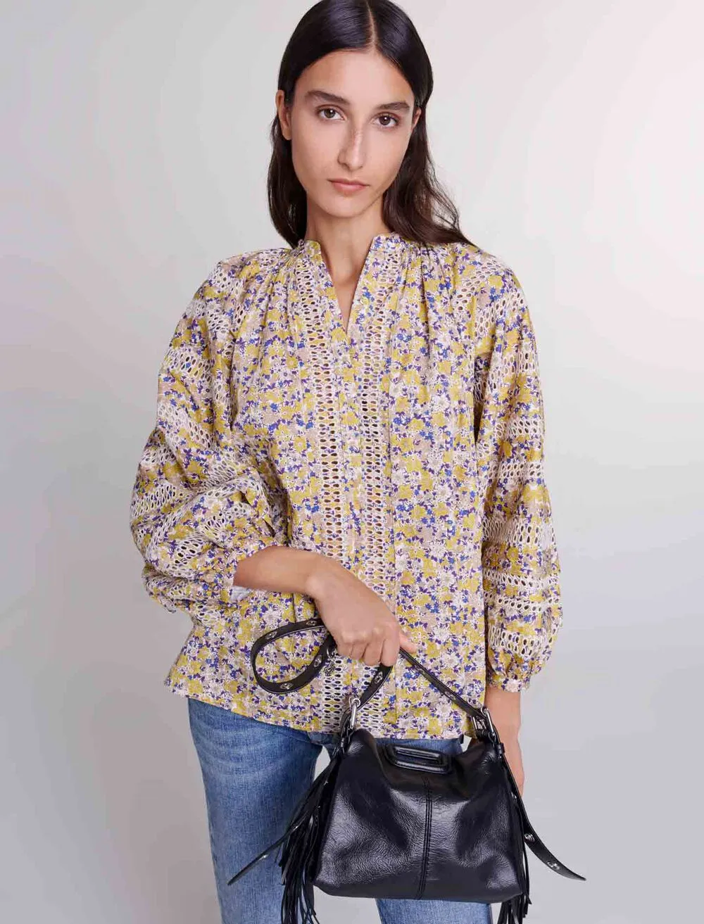 Patterned embroidered blouse