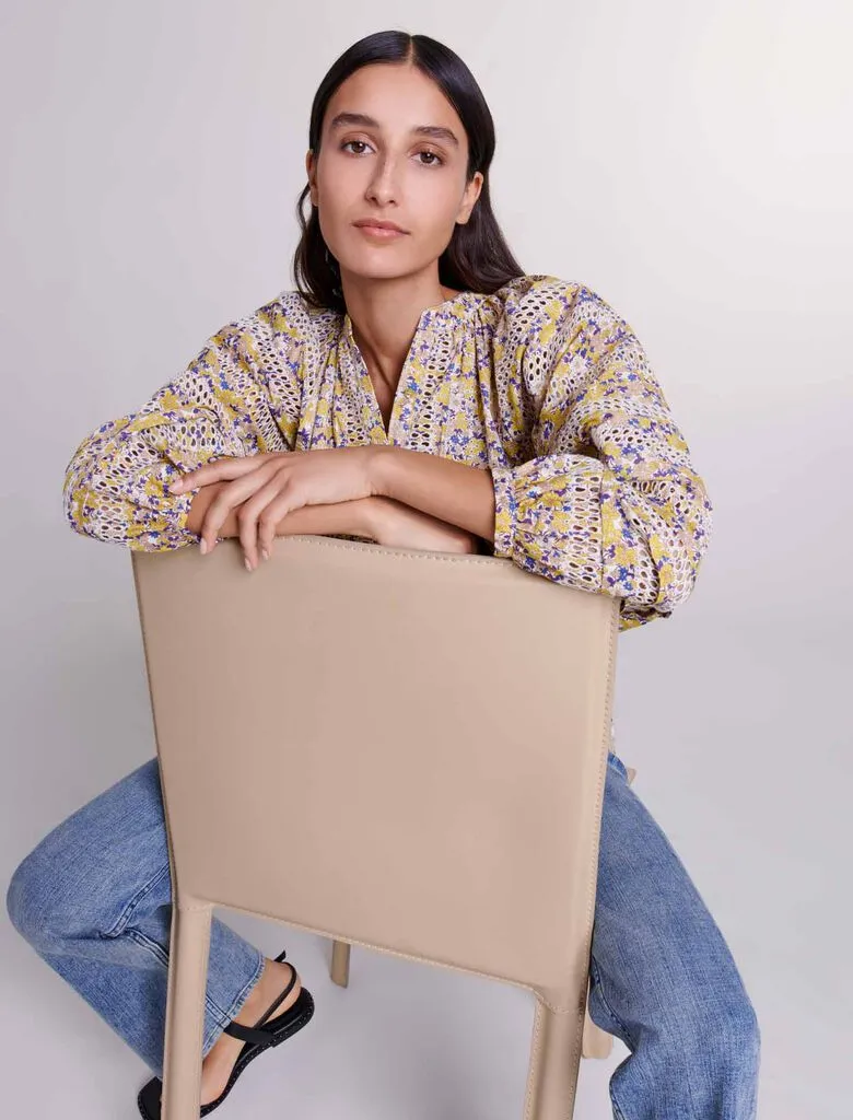 Patterned embroidered blouse