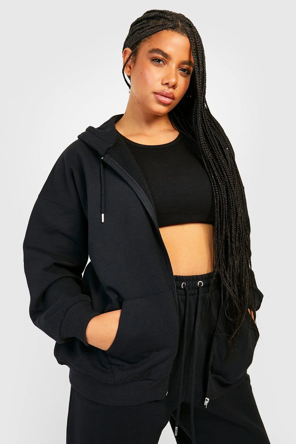 Plus Basic Oversized Zip Through Hoody