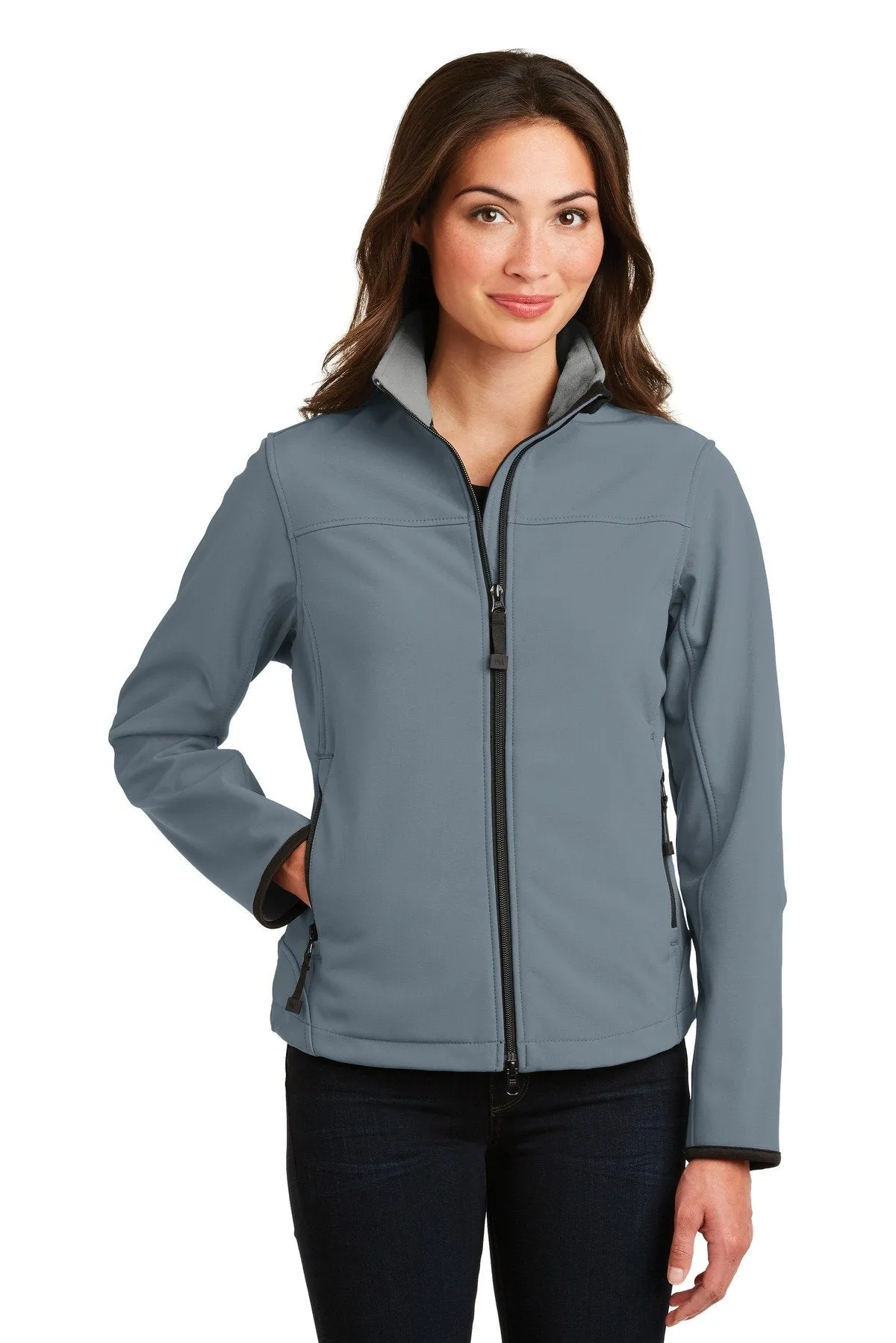 Port Authority Ladies Glacier Soft Shell Jacket L790 Atlantic Blue/Chrome