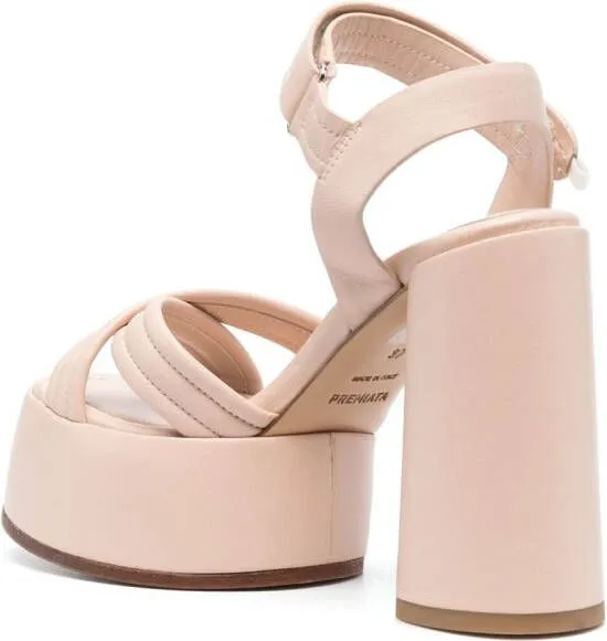 Premiata crossover-strap leather platform sandals Neutrals