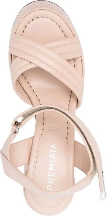 Premiata crossover-strap leather platform sandals Neutrals