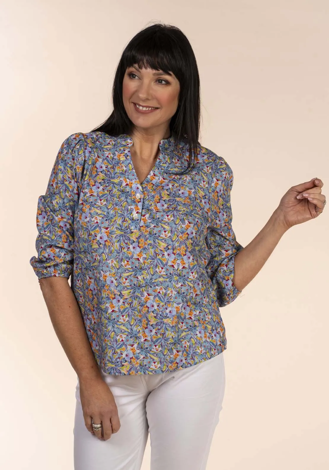 Print Blouse - Blue