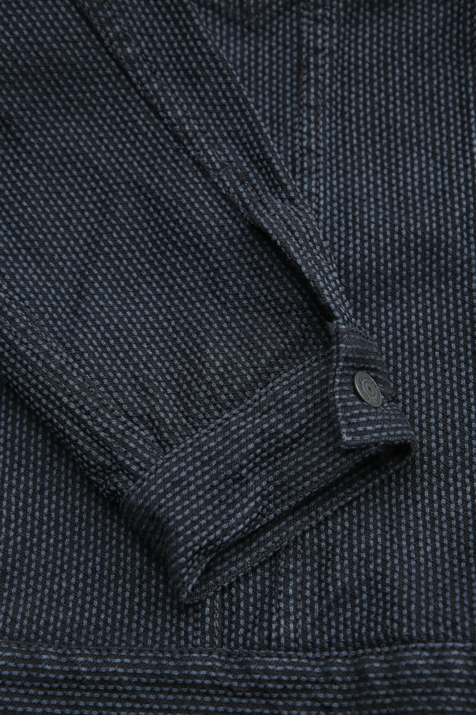 Pure Blue Japan 6118-BK Men's Woven Sashiko Type3 Jacket - Gray x Black