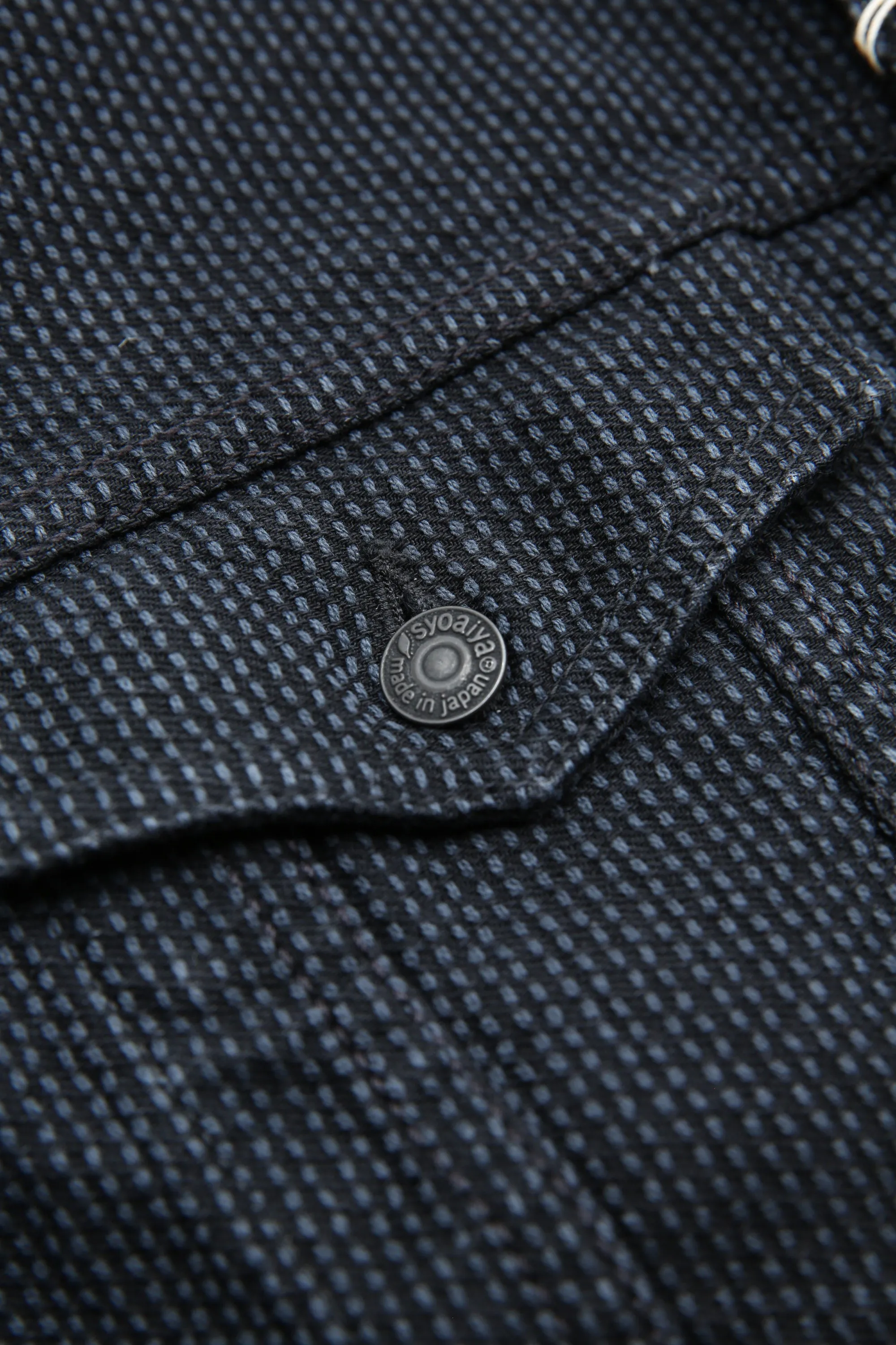 Pure Blue Japan 6118-BK Men's Woven Sashiko Type3 Jacket - Gray x Black