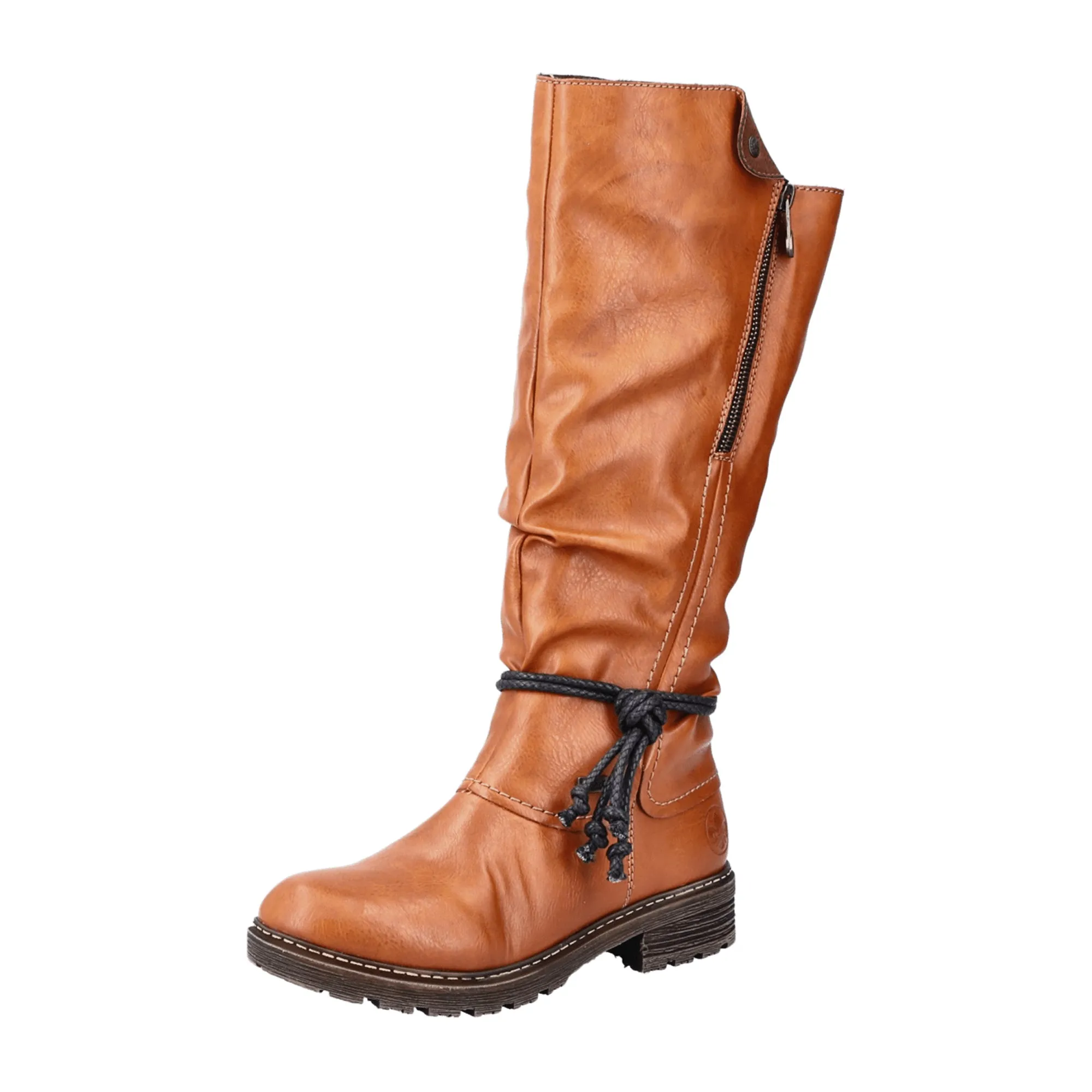 Rieker Women's Brown Long Shaft Boots with Warm Lining and Side Zipper