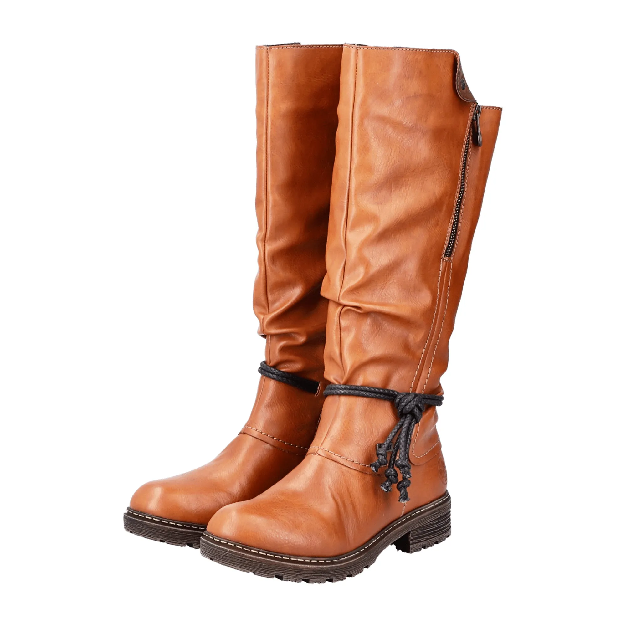 Rieker Women's Brown Long Shaft Boots with Warm Lining and Side Zipper