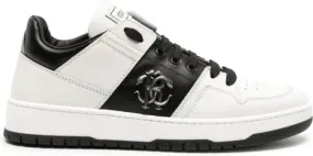 Roberto Cavalli Mirror Snake-embellished leather sneakers White