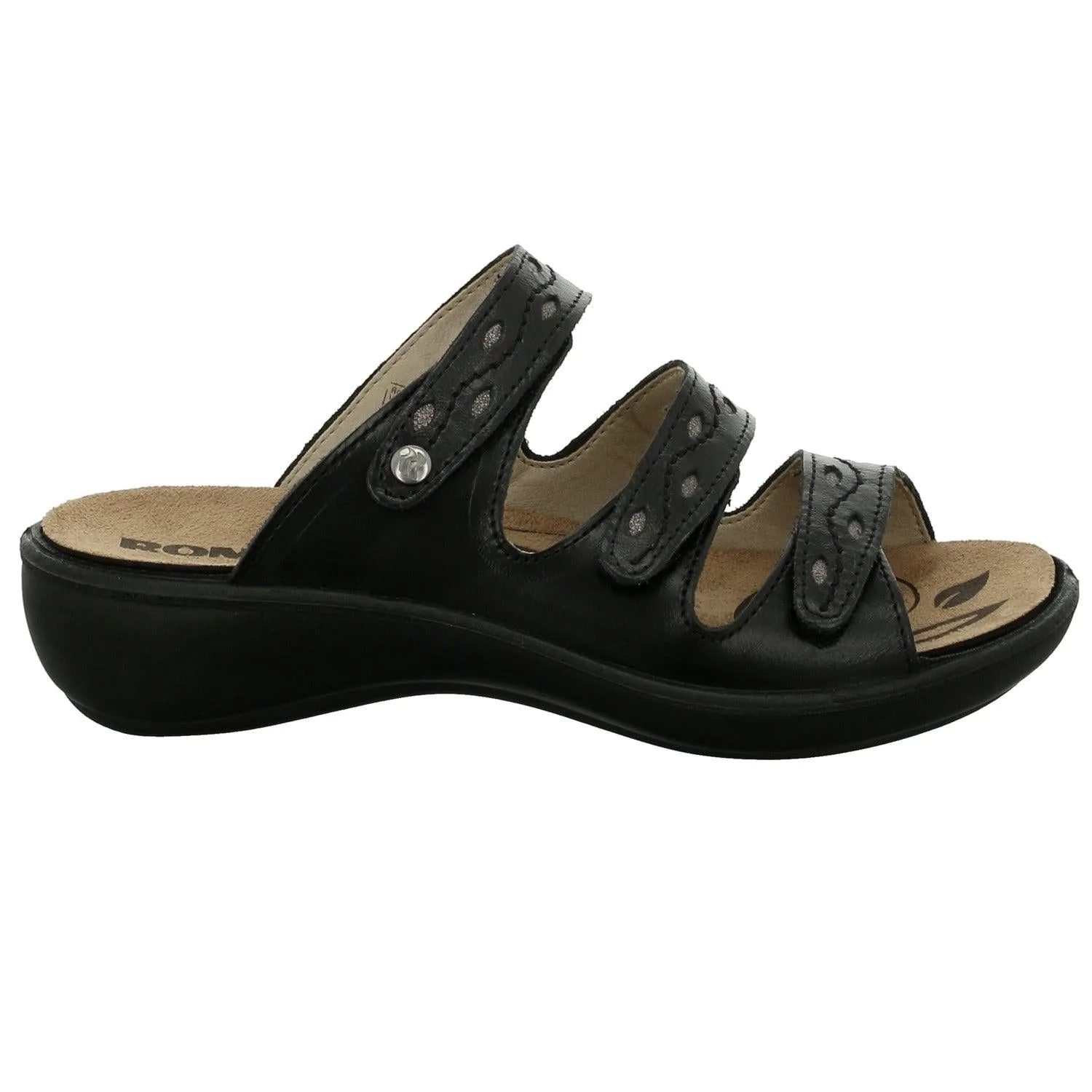 Romika Womens Ibiza 66 Slip on Sandals- Black