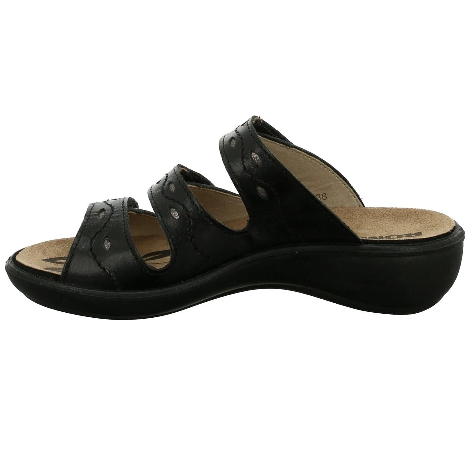 Romika Womens Ibiza 66 Slip on Sandals- Black