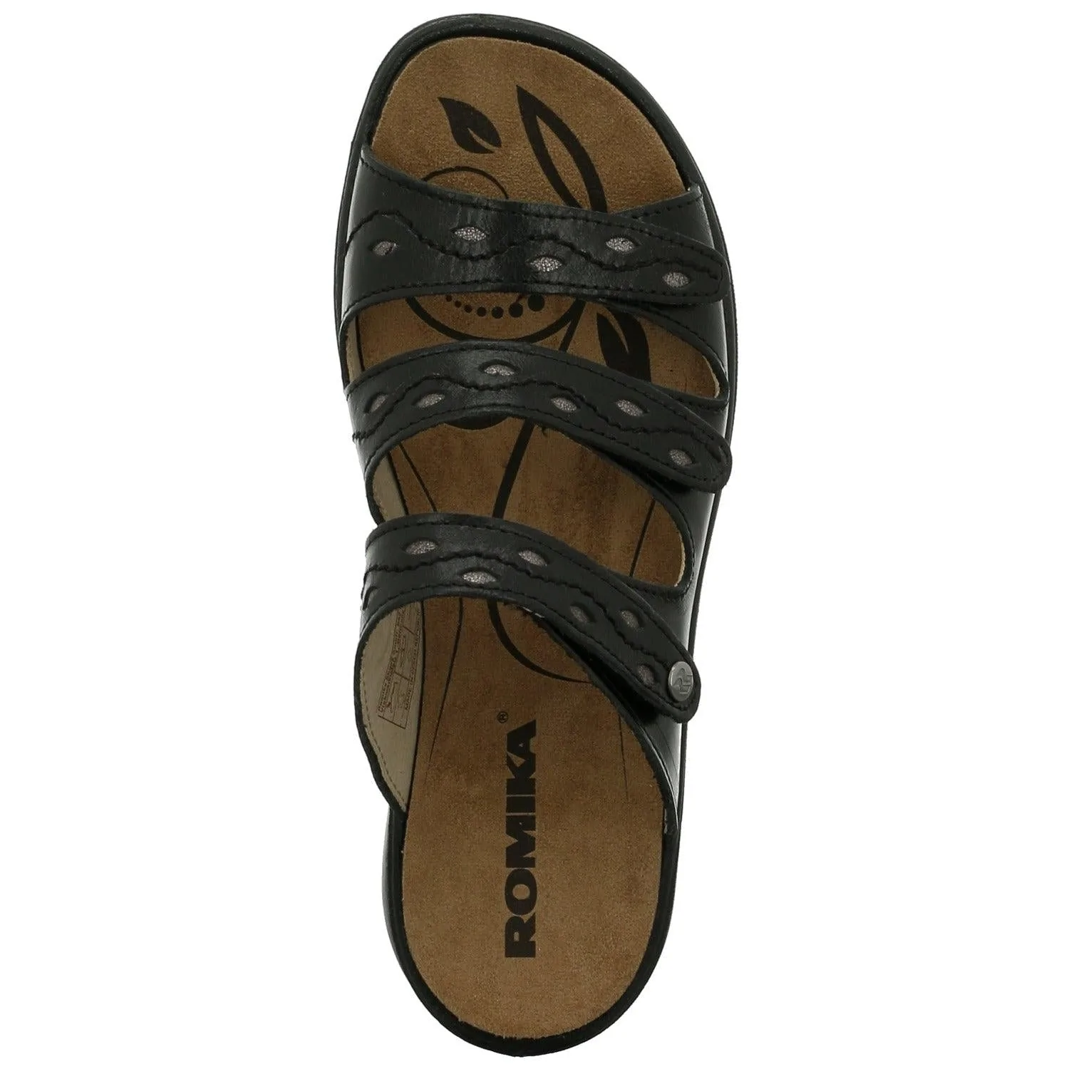 Romika Womens Ibiza 66 Slip on Sandals- Black