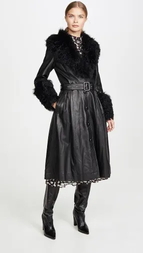 Saks Potts   Foxy Shearling Trench Coat 