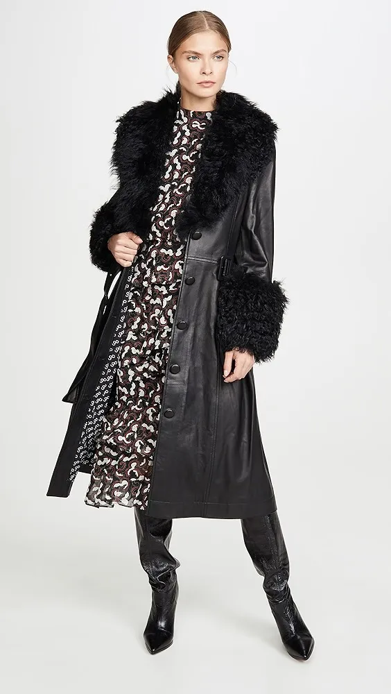 Saks Potts   Foxy Shearling Trench Coat 