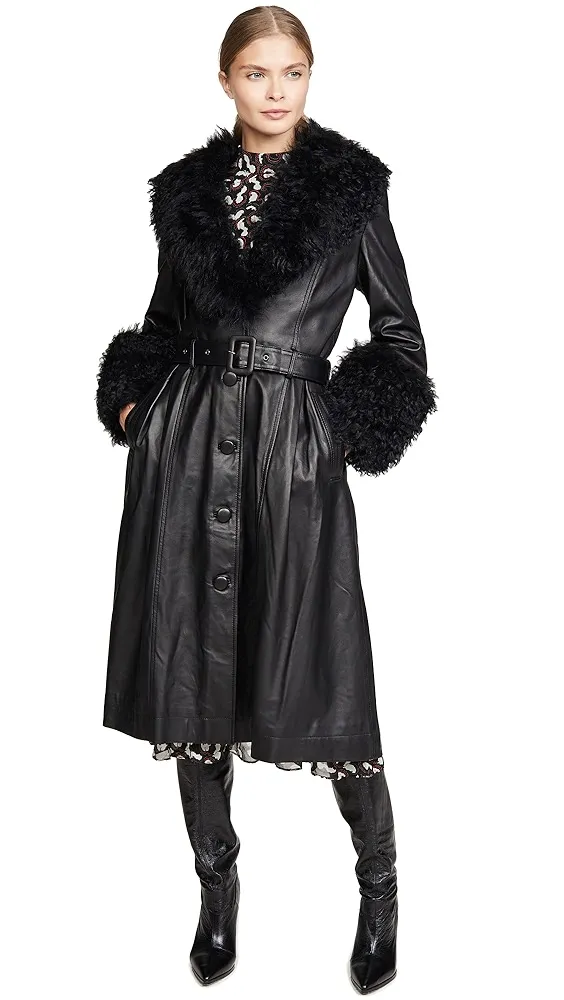 Saks Potts   Foxy Shearling Trench Coat 