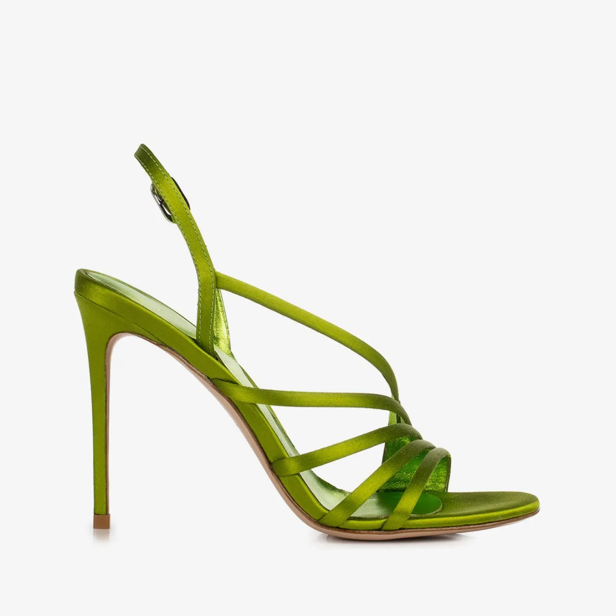 SCARLET SANDAL 105 mm Tokyo green satin sandal