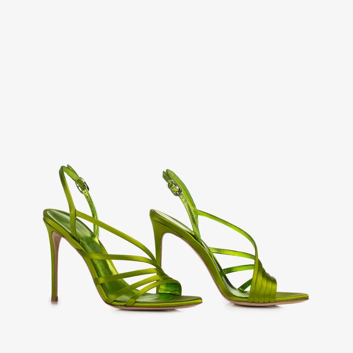 SCARLET SANDAL 105 mm Tokyo green satin sandal