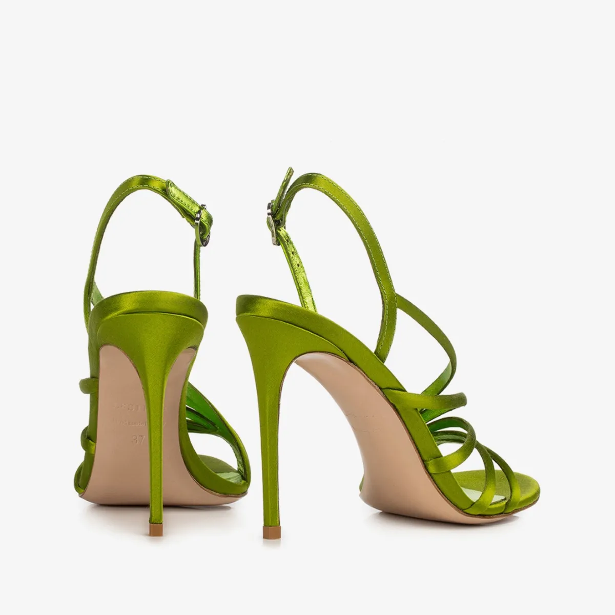 SCARLET SANDAL 105 mm Tokyo green satin sandal