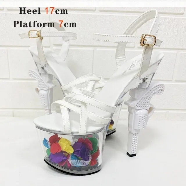 Sexy High Heel Patent Leather Pumps Transparent Summer Sandals for Women