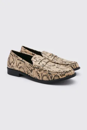 Snake Print Loafer | boohooMAN UK